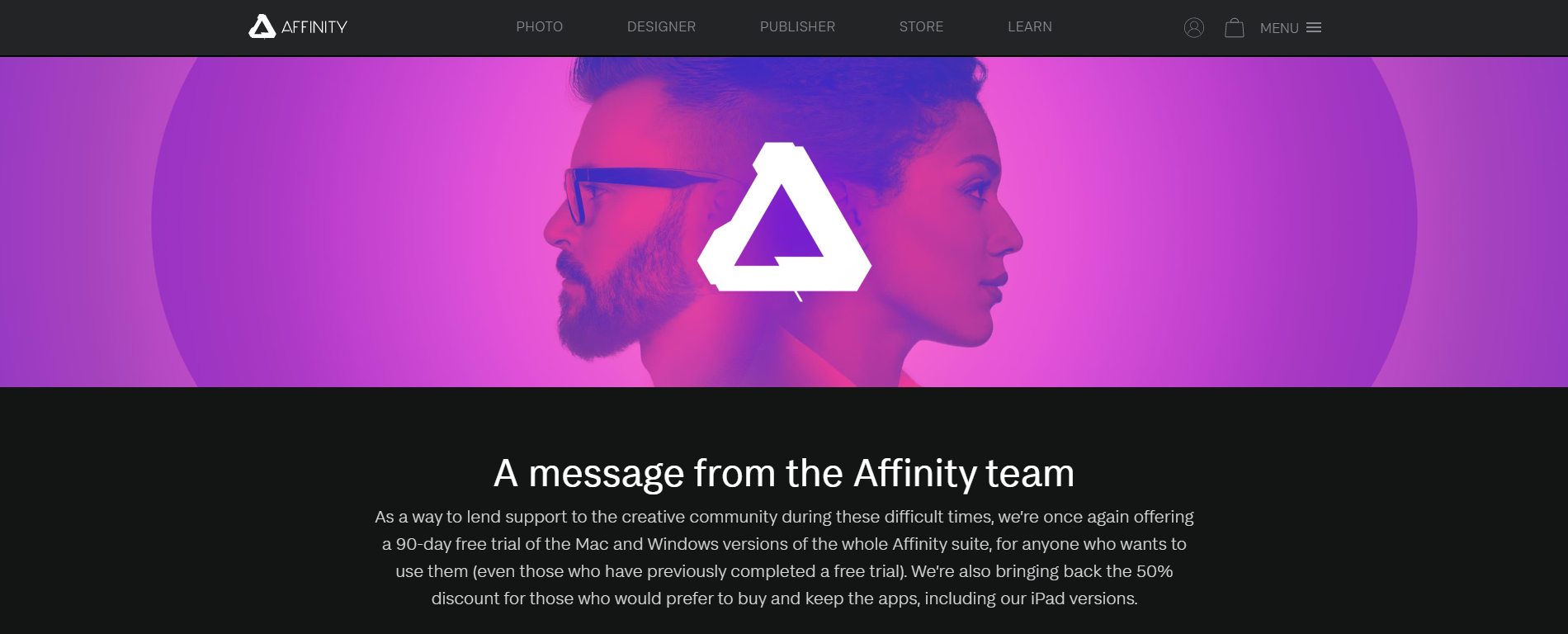 affinity designer website banner