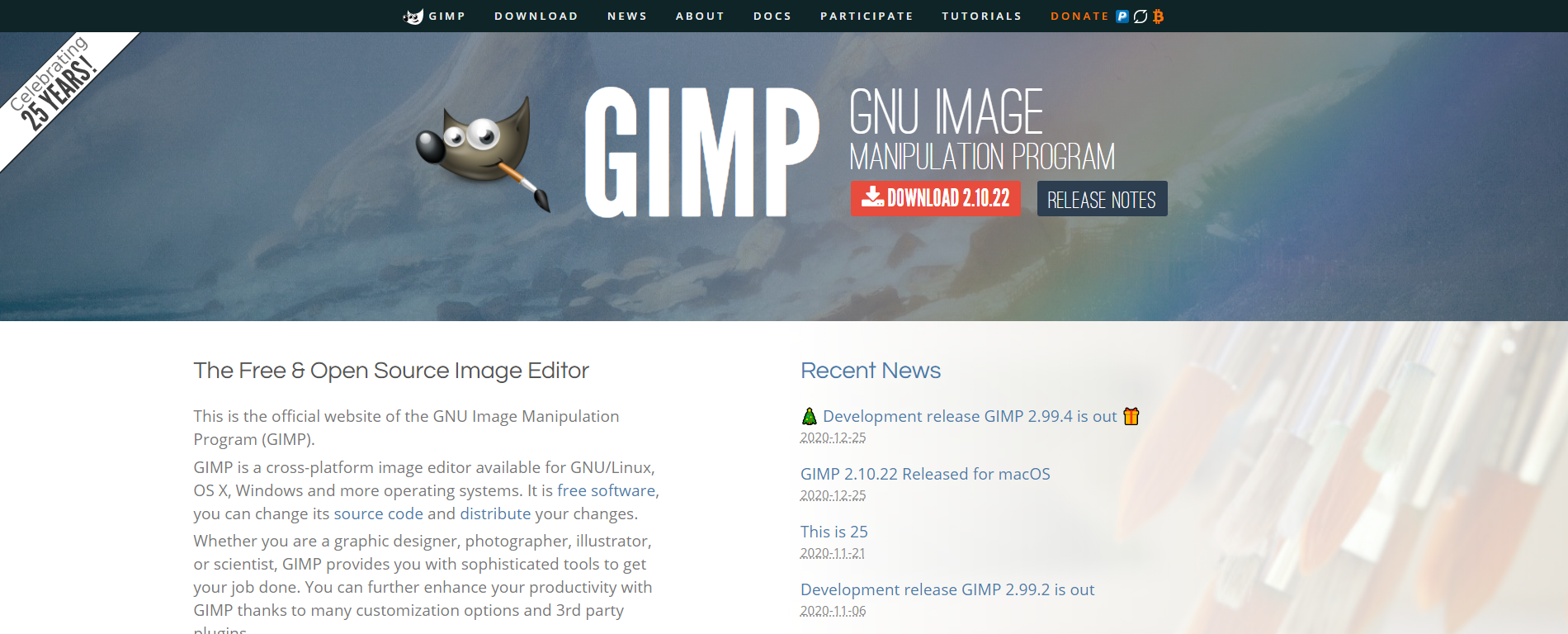 GIMP website banner