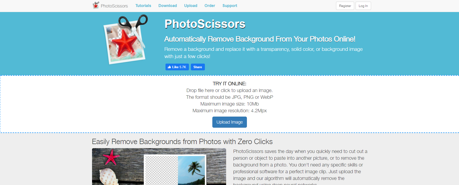 photoScissors image background remove website banner